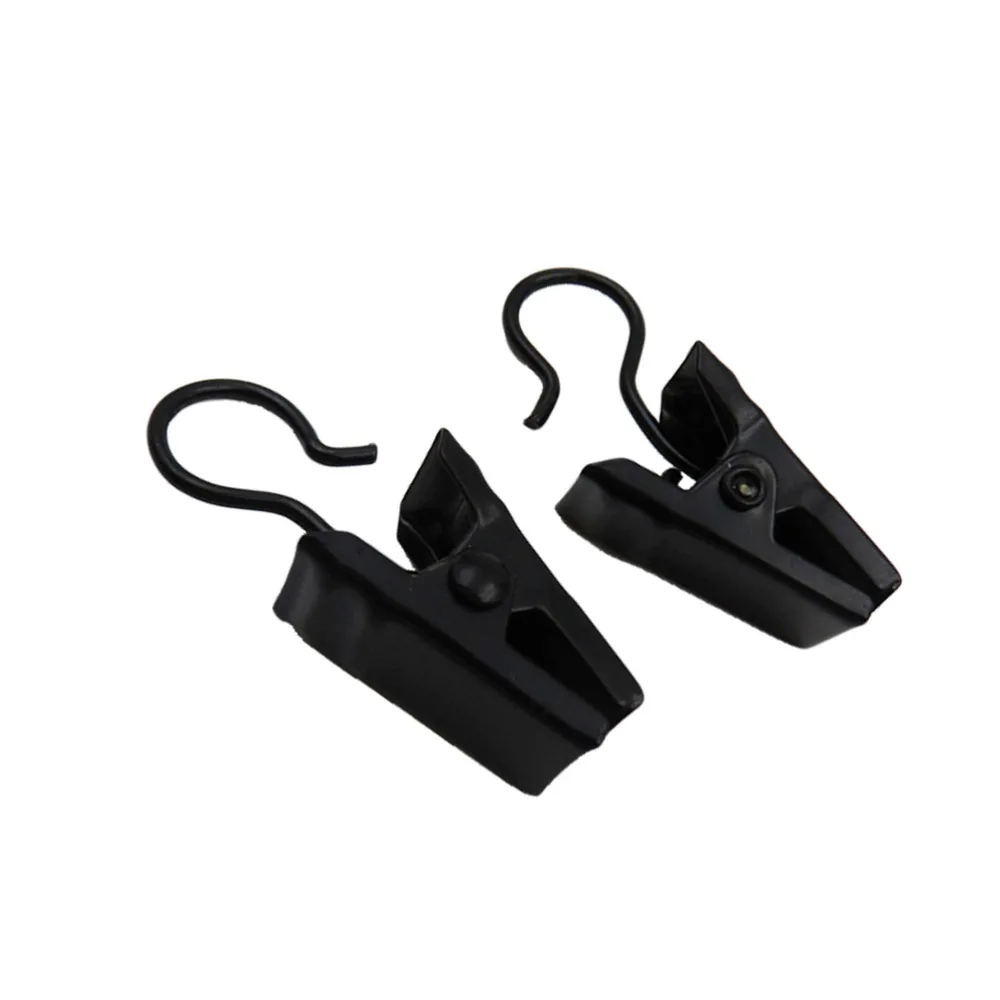 

100pcs Drapery Eletroplating Iron Rings with Hooks Curtain Metal Loops with Clips (Black)