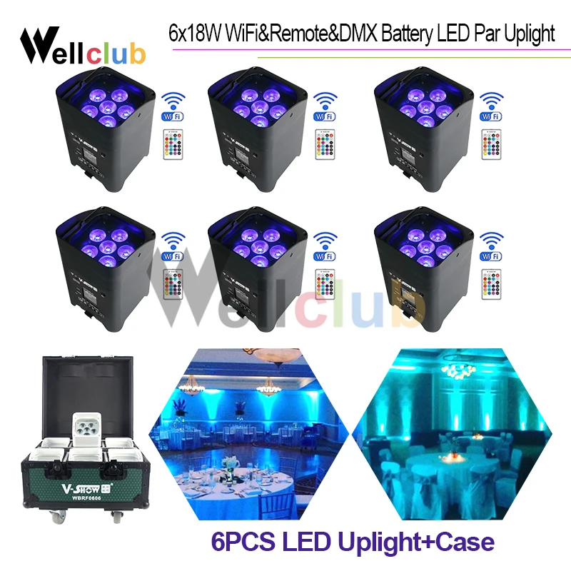 6 шт. с зарядным футляром беспроводной DMX Wifi Пульт дистанционного управления для