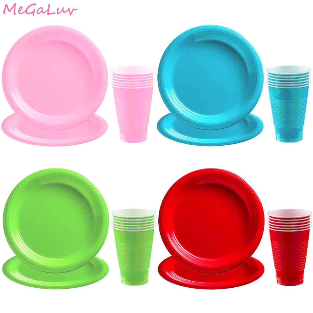 Однотонный набор одноразовой посуды вечерние пластиковая тарелка чашка