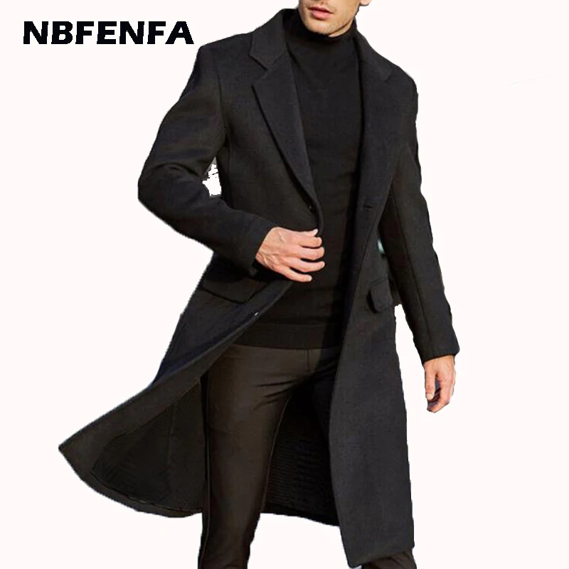 

Мужской шерстяной пиджак, длинная однотонная ветровка, верхняя одежда, осень-зима, LA047