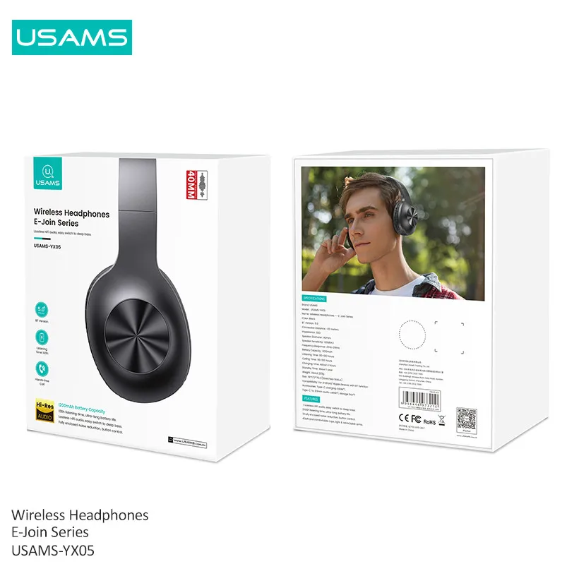 Беспроводные наушники USAMS BT5.0 ANC Hi-Fi стереонаушники Складная спортивная Гарнитура