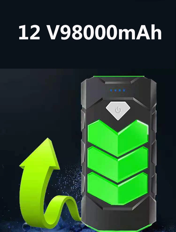 2021new12v98000мач автомобильный стартер внешний аккумулятор портативный бустер