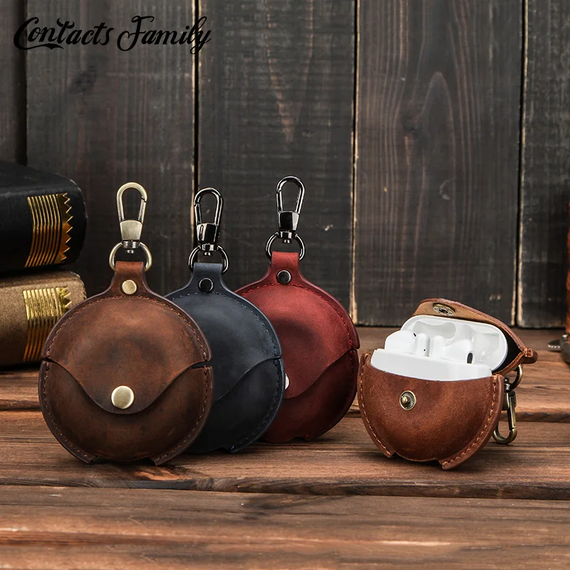 

Luxury retro genuine cowhide leather coin purse women vintage casual hasp wireless earphone cases for HUAWEI Freebuds 3 mini bag