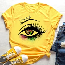 Female Casual Tshirts Summer New Fashion Melanin Black Girls Graphic Print Yellow T-Shirt Women Cartoon Short Sleeve Tops Tee