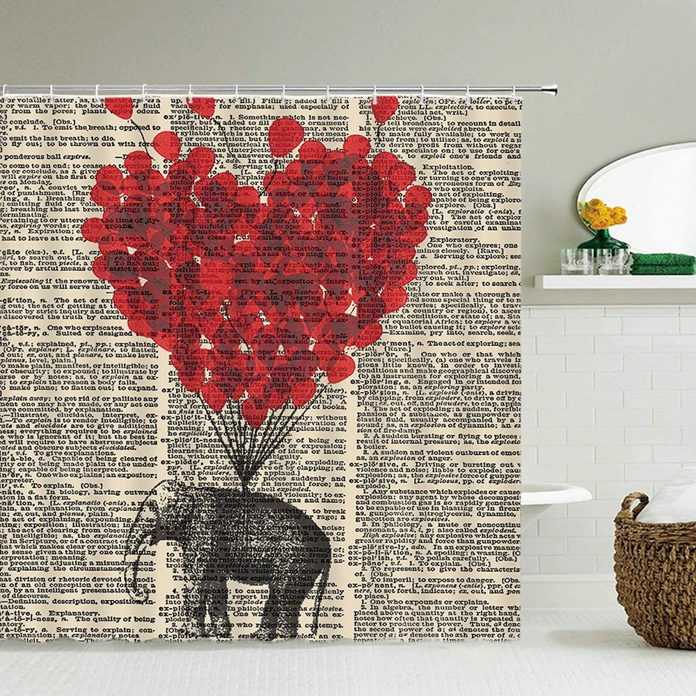 

Waterproof Fabric Shower Curtain 3D Printed Romantic Dream Love Balloon Bathroom Curtain Decoration With Hooks Bath Screen
