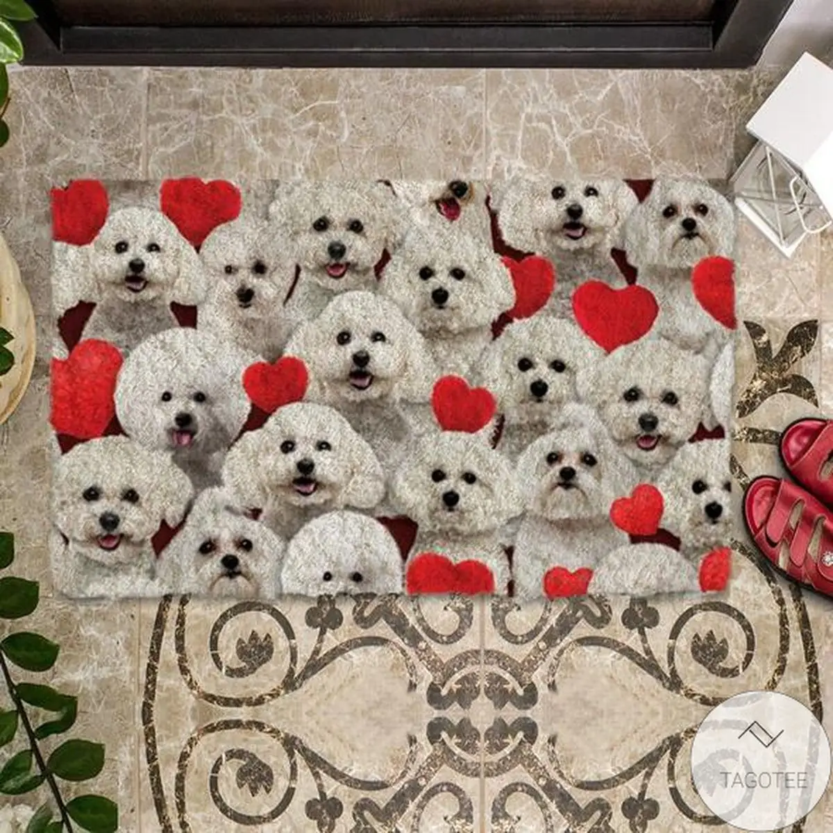 

3D Printed Doormat A Bunch Of Bichon Frises Doormat Flannel Non Slip DIY Door Floor Mats Decor Porch House Indoor Rug