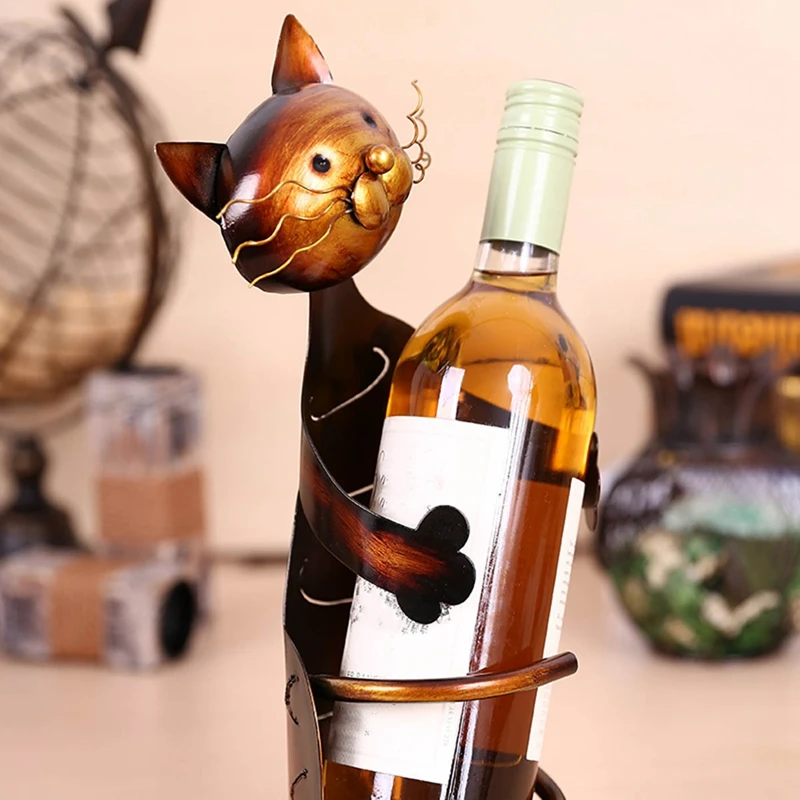

Cat Wine Rack Wine Holder Shelf Metal Practical Sculpture Wine Stand Home Decoration Interior Crafts Christmas Gift