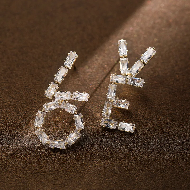 

925 silver needle letter love personalized Earrings women's 2021 new fashion suitable for Summer Fashion Earrings