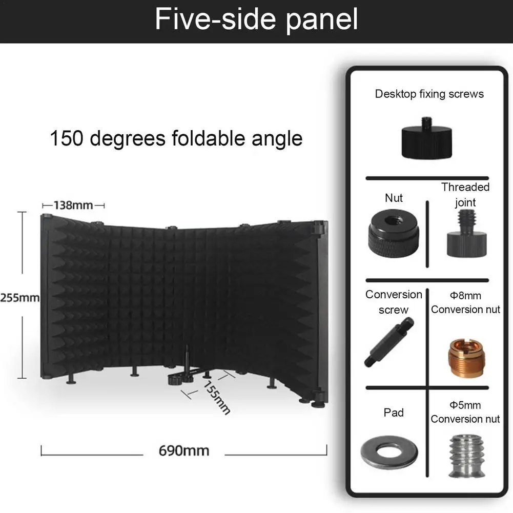Microphone Isolation Shield Broadcast Noise Reduction Equipment Studio Acoustic Soundproofing Panels Wedges Soundproof