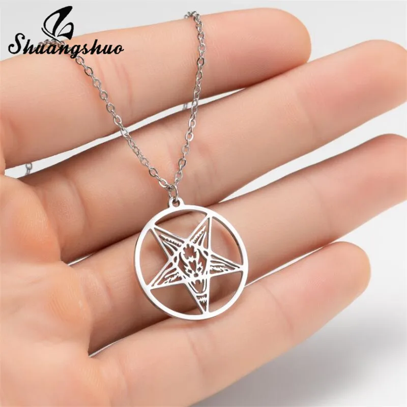 Shuangshuo сатанинский символ Bijoux Talisman Baphomet ожерелье из нержавеющей стали козья
