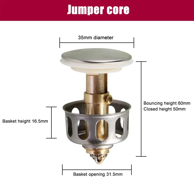 

Universal Wash Basin Bounce Drain Filter 2 in 1 Sink Drain Vanity Stopper Bathtub Bathroom Faucet Accessories