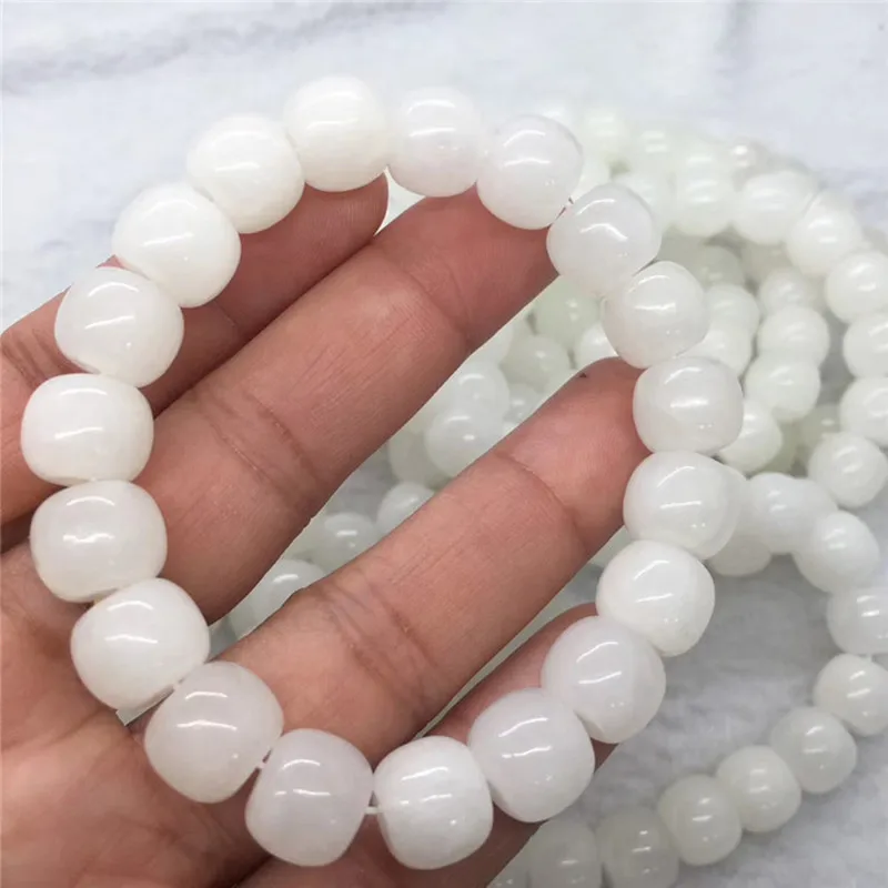 

Natural stone Hetian white jade quartz crystal old bead bracelet fashion lucky jewelry for men and women