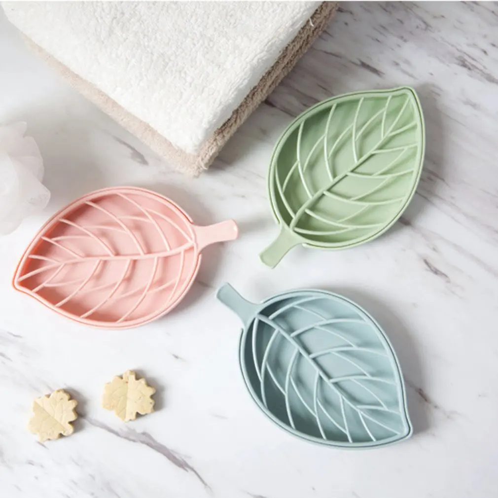 Творческая двухслойная дренажная мыльница в форме листа для хранения посуды в ванной комнате.