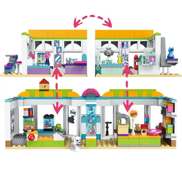 550 шт строительные блоки игрушечное здание с Lepiningly Friends 41345 The Heartlake City Pet Center Shop