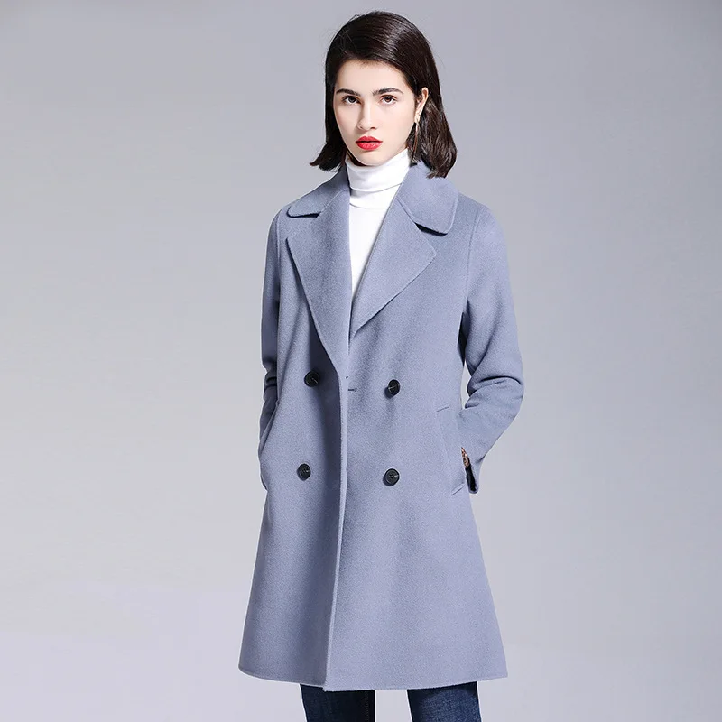 BURDULLY классическое пальто кашемировое шерстяное женское волнистое на зиму