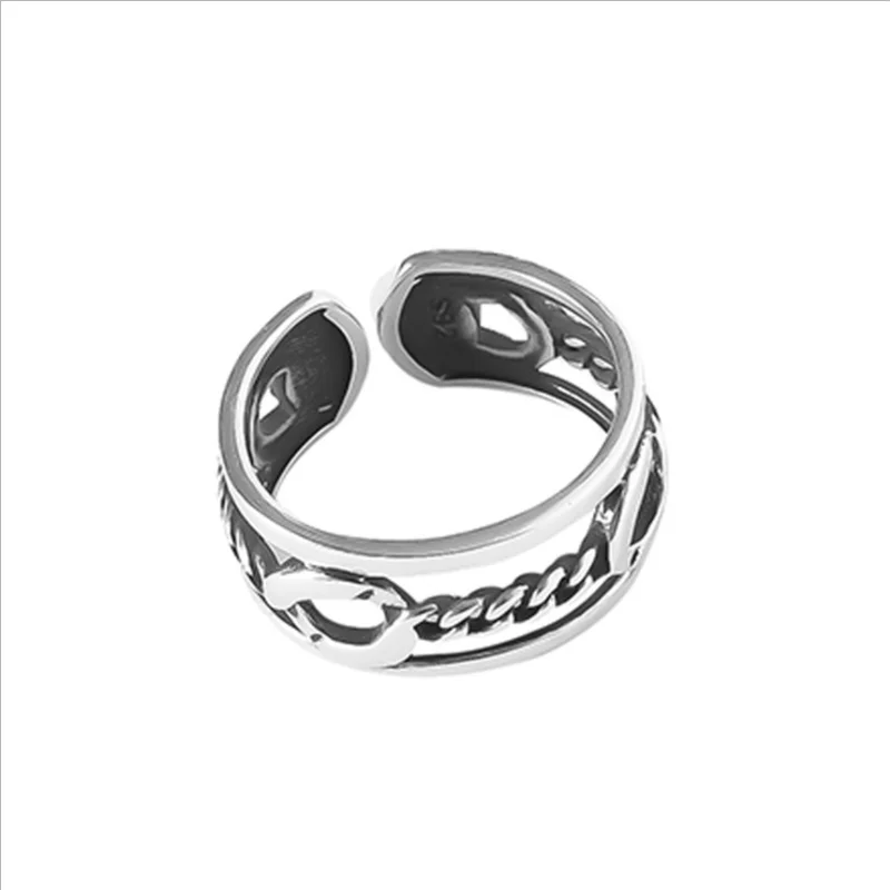 

Chain S-curve Hollow Retro Old Ring Cold Wind Open Tide Adjustable Ring Women's Holiday Gift Party Jewelry Wholesale