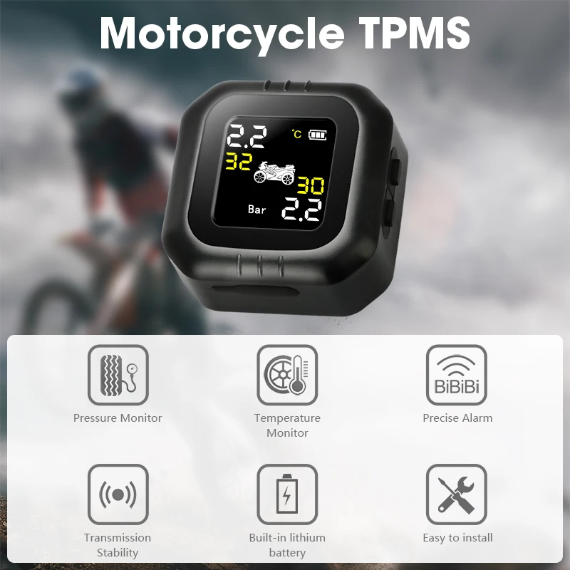 Система контроля давления JMCQ TPMS для мотоцикла мото шина ЖК дисплей 2 датчика
