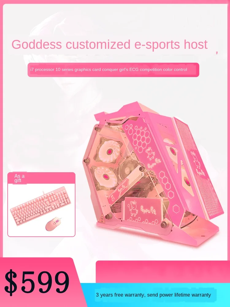 

i5 9400F/1660 6G Water-cooled desktop computer, pink theme, office game computer, DIY host XUL-21