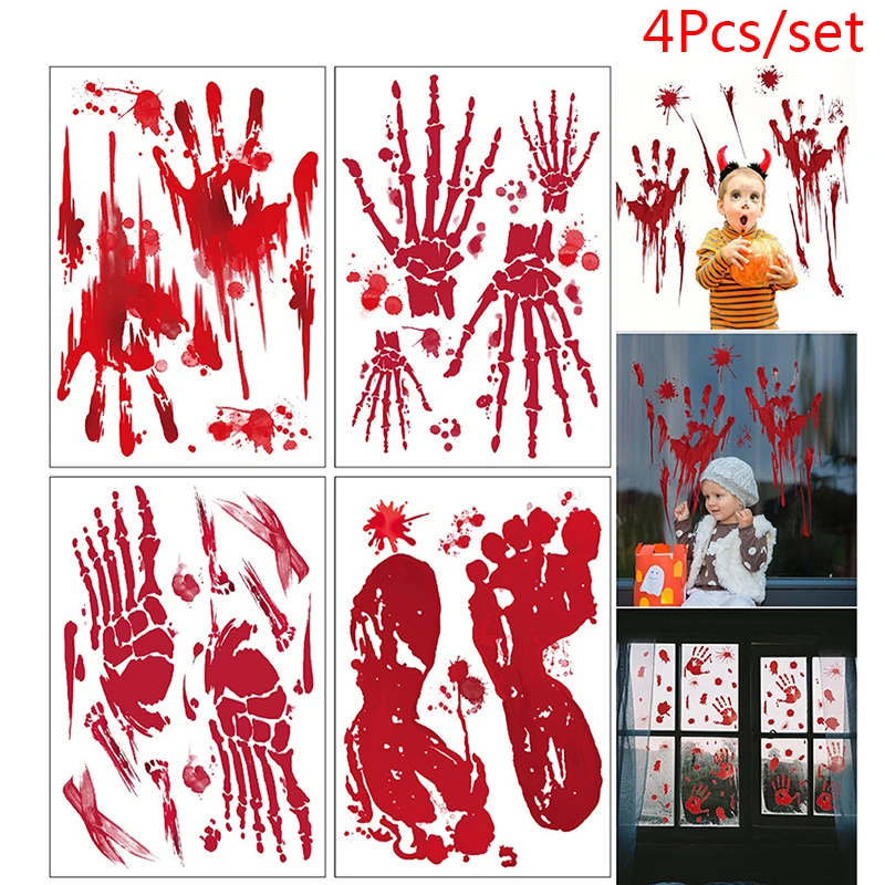 4 листа Временные татуировки на Хэллоуин вампир кровавый шрам стикер Косплей