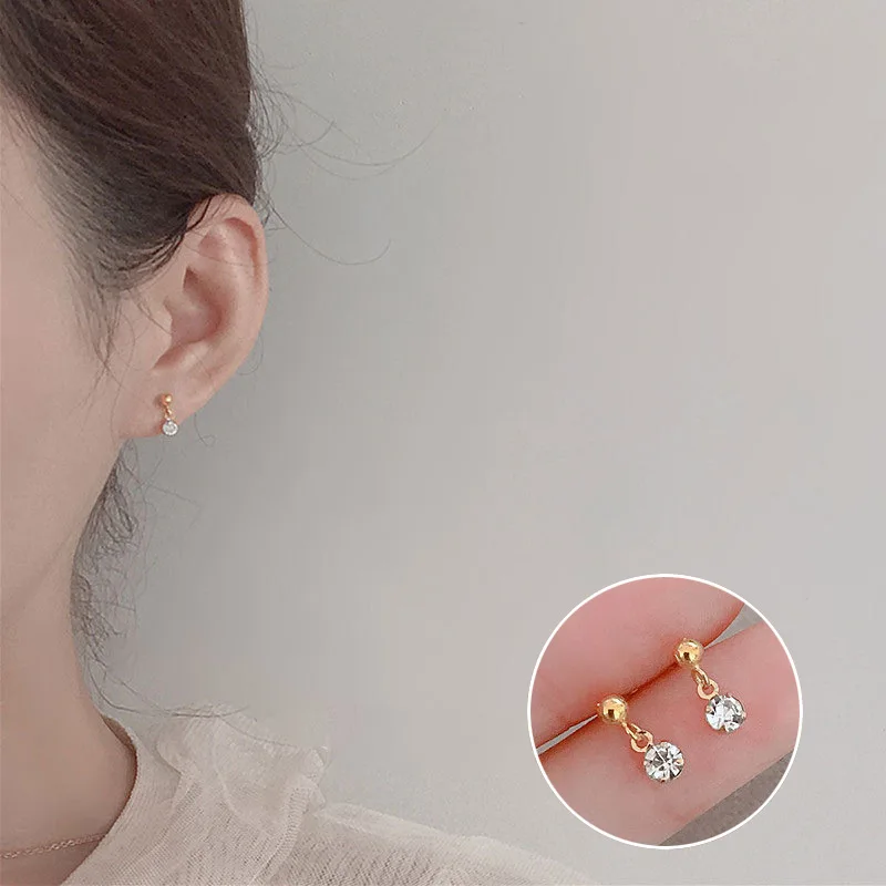 

FMILY Minimalist 925 Silver Needle Shiny Zircon Earrings Fashion Temperament Elegant Jewelry for Girlfriend Gift