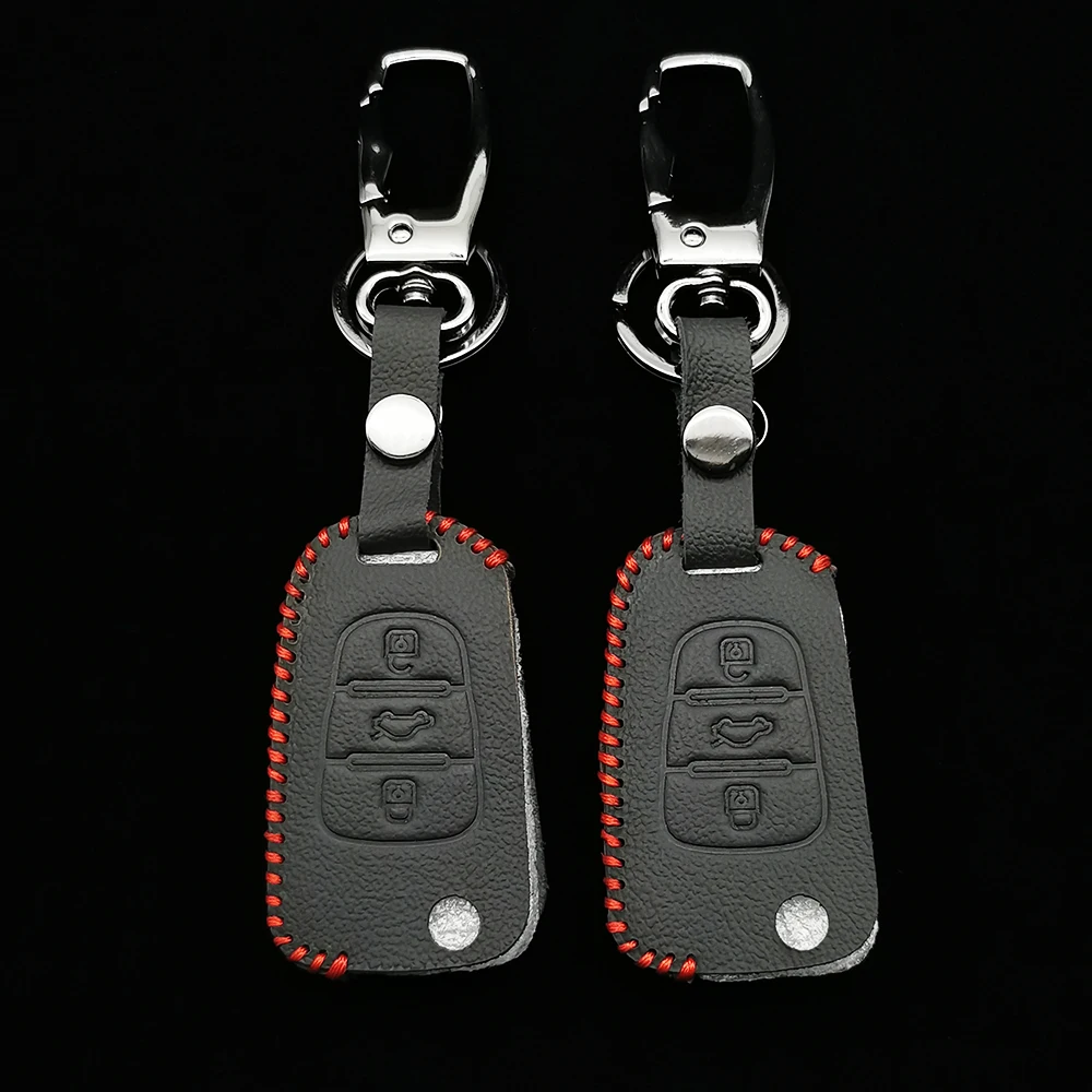 

For Hyundai I20 I30 IX35 I35 Accent Kia Picanto Sportage K5 Fashion Leather Car Key Cover 3 Buttons Flip Folding Remote Key Case