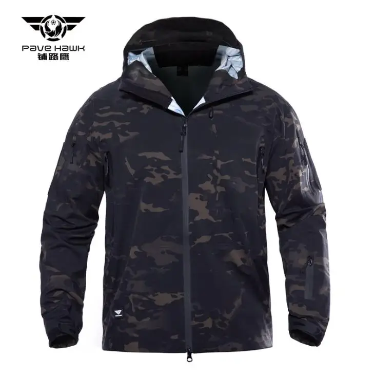 Night Camo Водонепроницаемая тактическая жесткая оболочка, полная клейкая оболочка, куртка, морозостойкая Военная камуфляжная куртка с капюшоном, клеевая ветровка - Цвет: Night Camo
