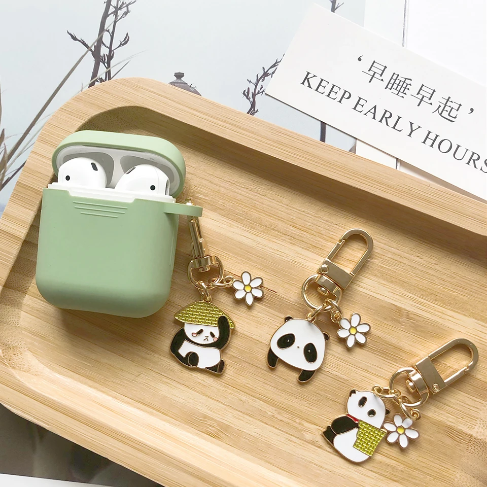 

Cute Panda Silicone Cover for Apple Airpods 1 2 Case Accessories Bluetooth Earphone Box Wireless Headset Bag Cover Key Ring