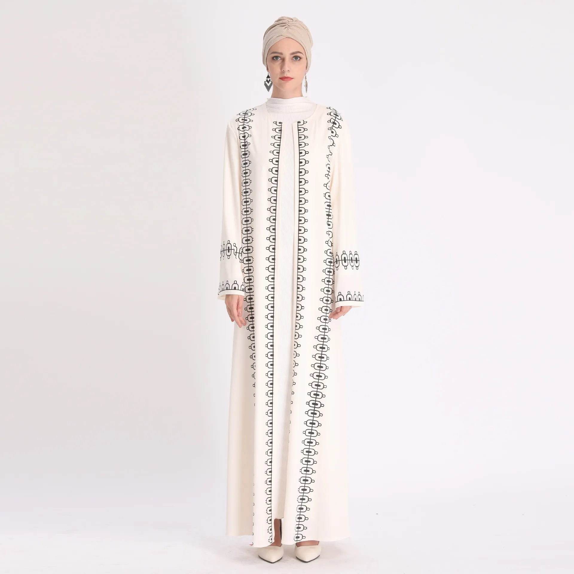 Абайя платье арабский Турция простой классический печатных на шнуровке кардиган