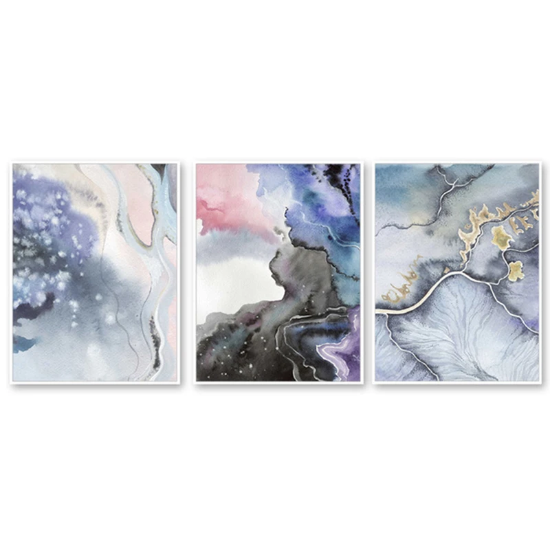 

Modern Delicate Marble Texture Canvas Painting Wall Art Nordic Watercolor Picture Posters Print Living Room Corridor Decoration