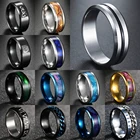 Мужское кольцо в черную полоску, из нержавеющей стали