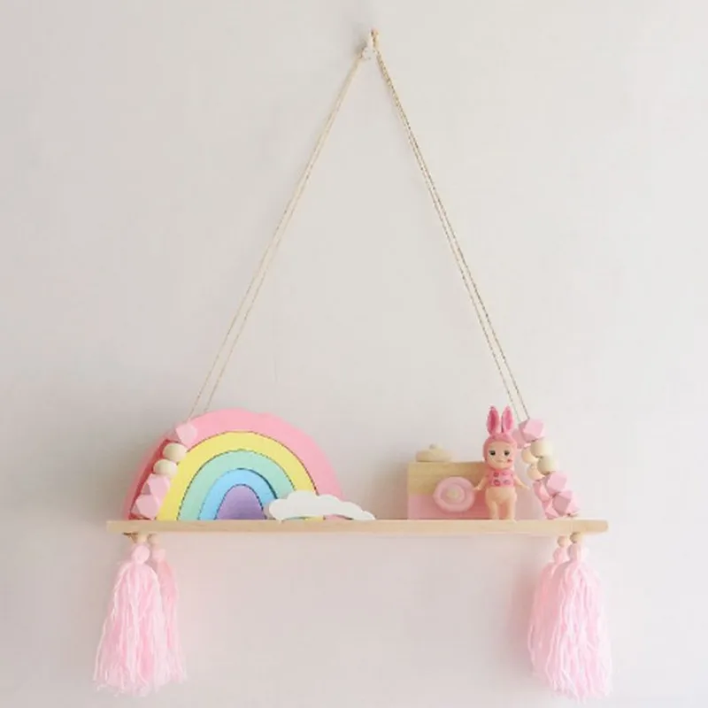 Деревянная Скандинавская хлопковая веревка для детской комнаты настенные полки