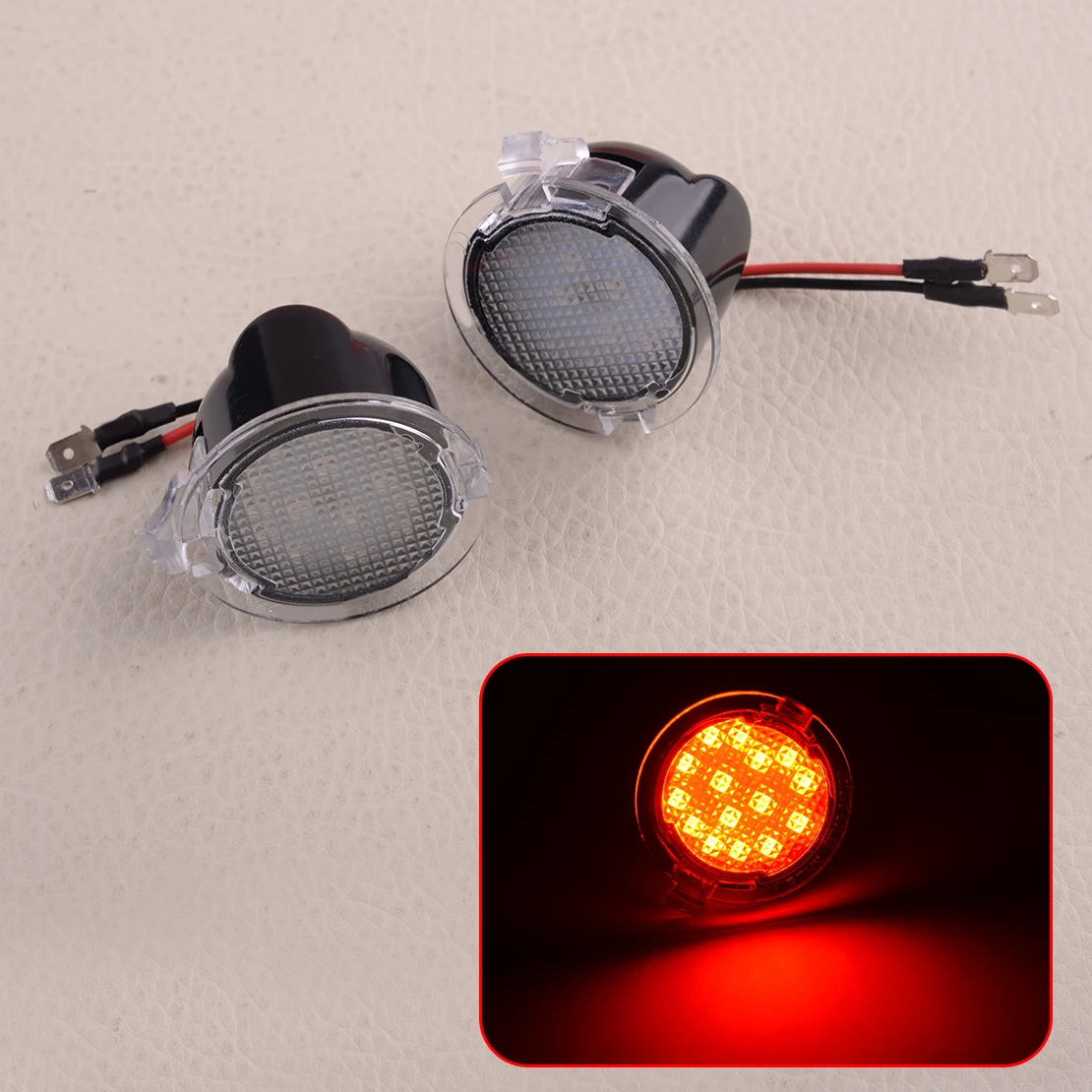 1 Pair Red LED Side Mirror Puddle Light Lamp 12V Fit For Ford Mondeo MK5 Mustang Edge Explorer Everest Taurus Fusion Gen 2 Range