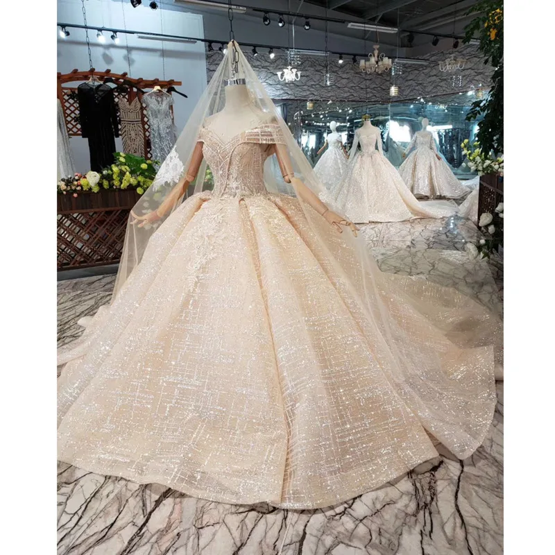 

BGW HT4224 Ball Gown Wedding Dress 2020 Off Shoulder Sweetheart Material Bridal Wedding Gown With Wedding Veil Vestido De Noiva