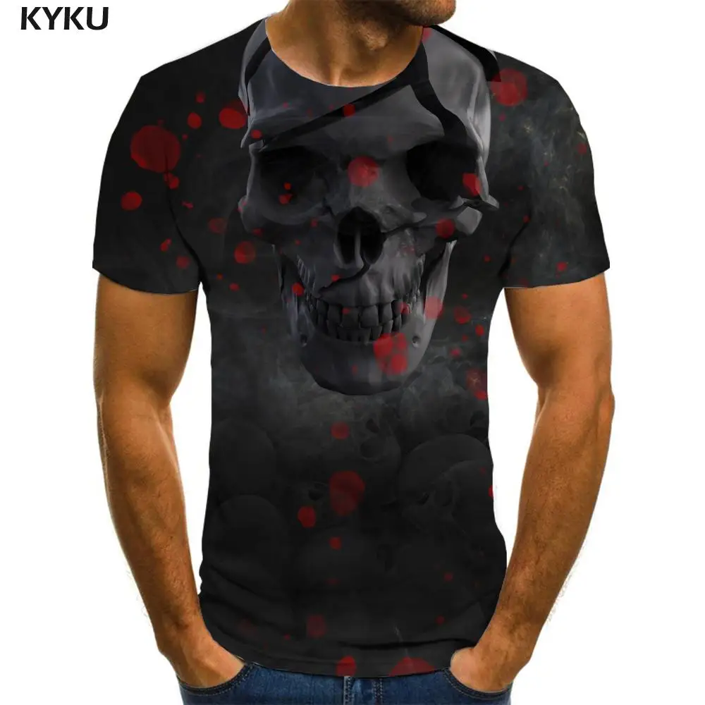 

3d футболка с надписями и рисунком в виде черепа Для мужчин в стиле «панк», футболка с принтом Rock Забавные футболки черная футболка с принтом ...