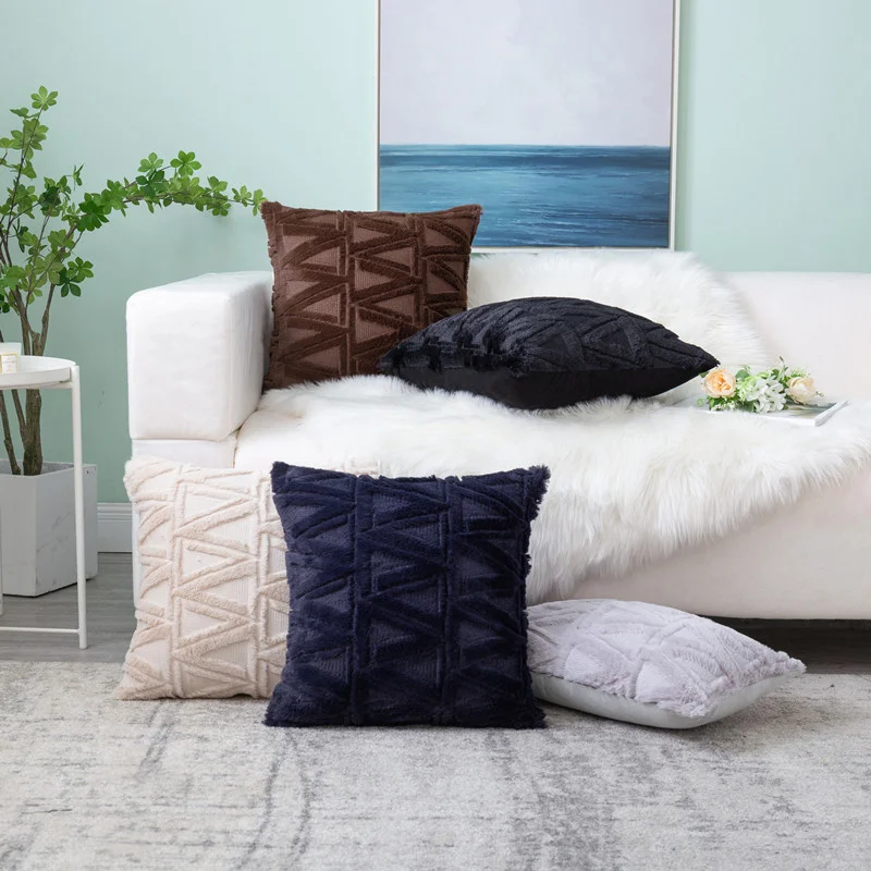 

Triangle Plush Sofa Pillowcover Throw Cushion Cover Office Waist Pillowcover Living Room Decoration Outdoors Pillowcase 40825