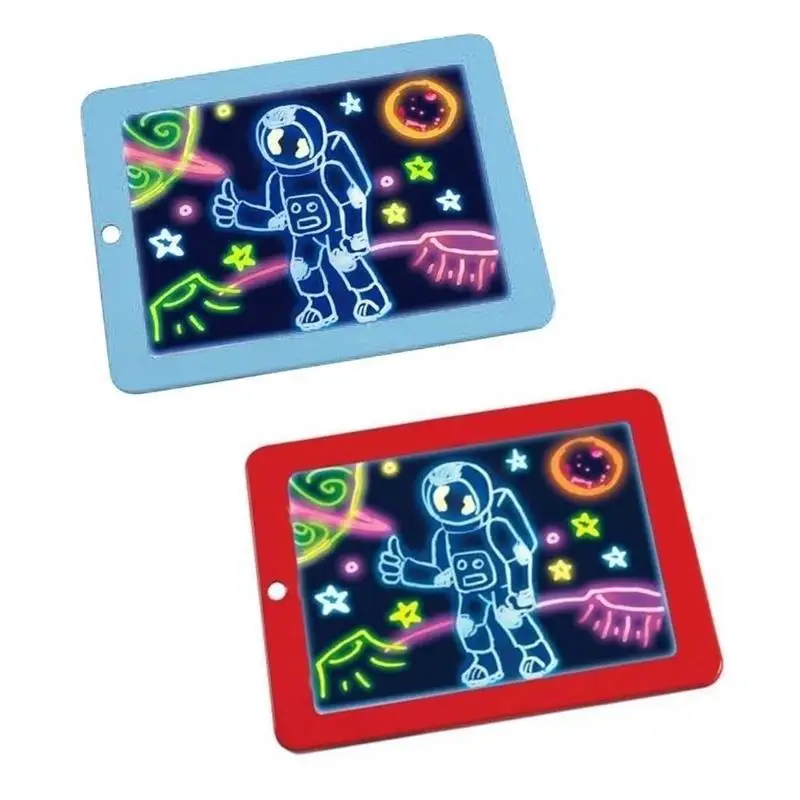 

LED Artboard Interesting Cartoon Blue/Red Glowing Drawing Board Student 3d Painting Board Write Graffiti Magic Drawing Board