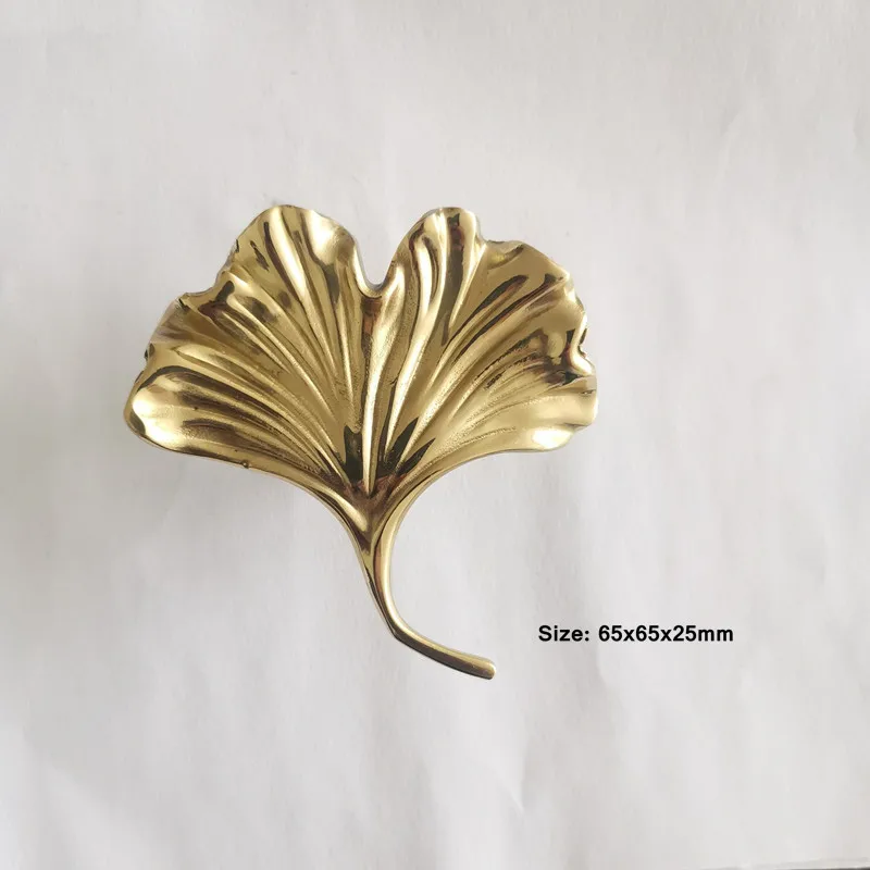 1 шт. чистый Медь листьев гинкго образная ручка INS с выдвижными ящиками мужские