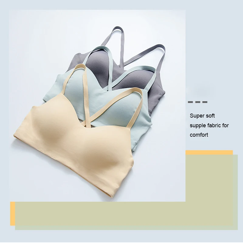 High Quality Perfect Primer Wire Free Bra Seamless Bra Push Up Underwear Ultra-Thin Comfortable Breathable Cross-back Brassiere
