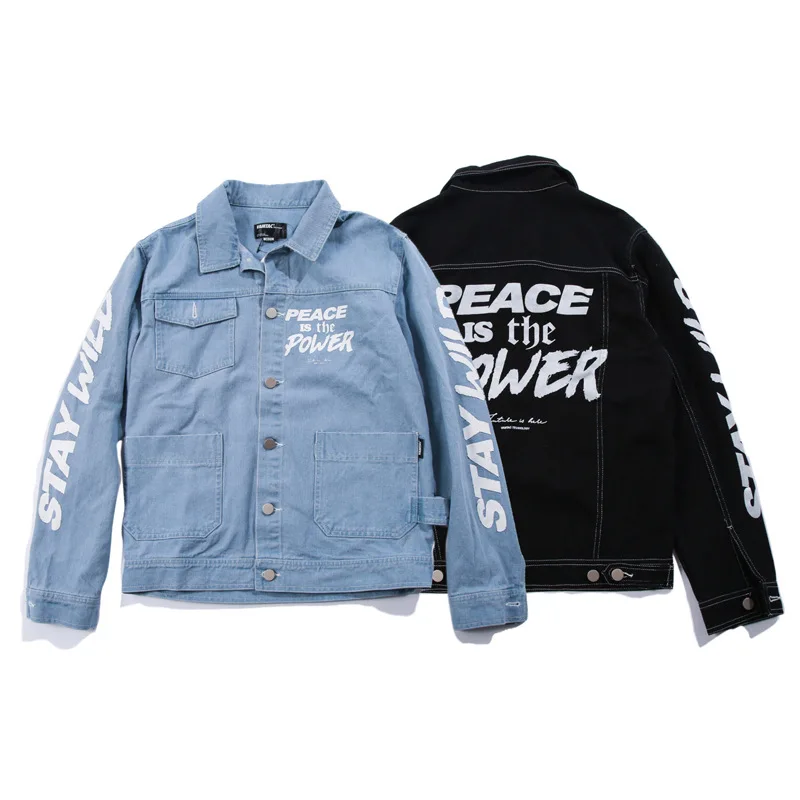 Хип Хоп Уличная Мужская джинсовая куртка оверсайз Ретро потертая Harajuku хлопковая