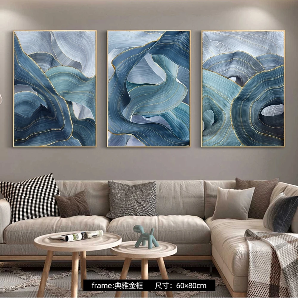 Абстрактные золотые зеленые волнистые геометрические холсты плакаты