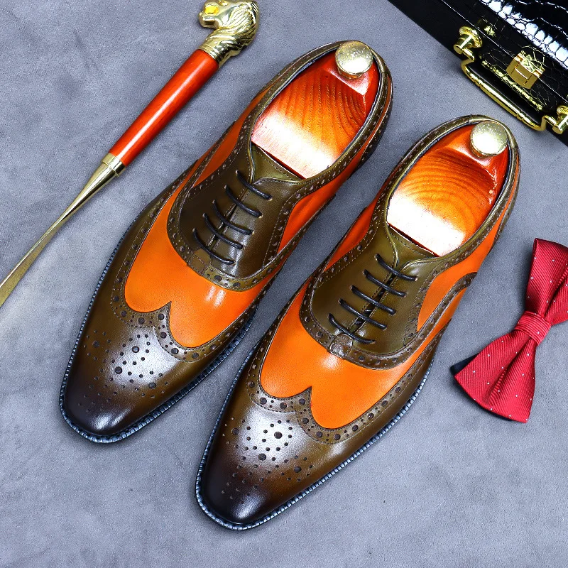 Демисезонная Мужская обувь из воловьей кожи деловые туфли большого размера в