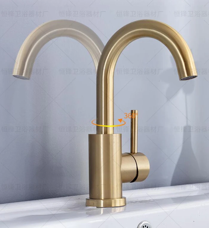 kitchen faucet sale Bathroom Faucet Brushed Gold Bathroom Basin Faucet Cold And Hot Sink Mixer Sink Tap Single Handle Deck Mounted Water Tap pantry cabinet