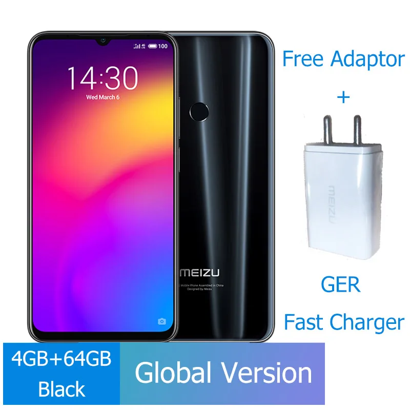 Ger Global Black Meizu Note 9, 4 ГБ, 64 ГБ, мобильный телефон, Note9, Snapdragon 675, четыре ядра, мобильный телефон, 48мп, задняя камера, смартфон, отпечаток пальца - Цвет: Ger Global Black