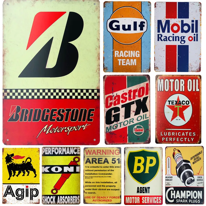 

Vintage Tin Signs Area 51 BP Motor Oil Metal Plaque Posters Bar Pub Garage Retro Wall Decor