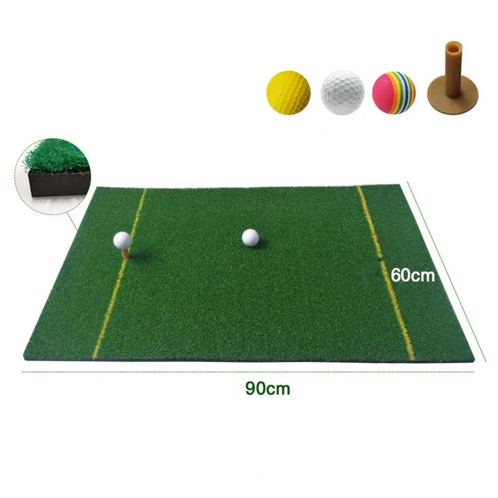 

60cm x 90cm Indoor Golf Practice Hitting Mat Faux Turf Grass Pad with Dual Line Grass Mat Grassroot Green Golf for Training Tool
