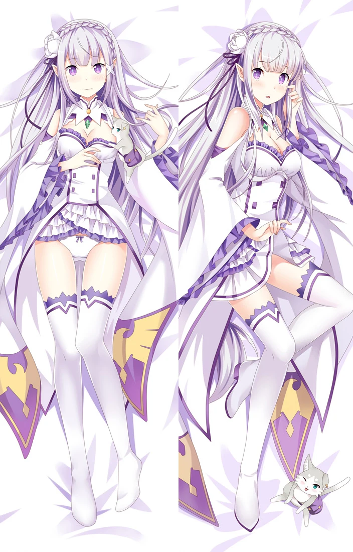 Аниме Re Zero kara Hajimeru Isekai Seikatsu Emilia Rem Ram Beatrice Dakimakura наволочки для подушки|Наволочка| |