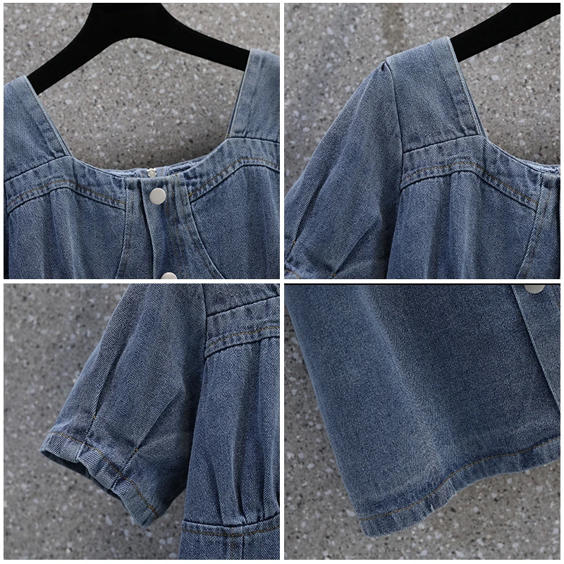 

Plus Size 4XL Women Denim Dress 2021 Summer Korean Chic Cow Vintage Female Robe Loose Harajuku Casual Dresses Vestidos KE1118