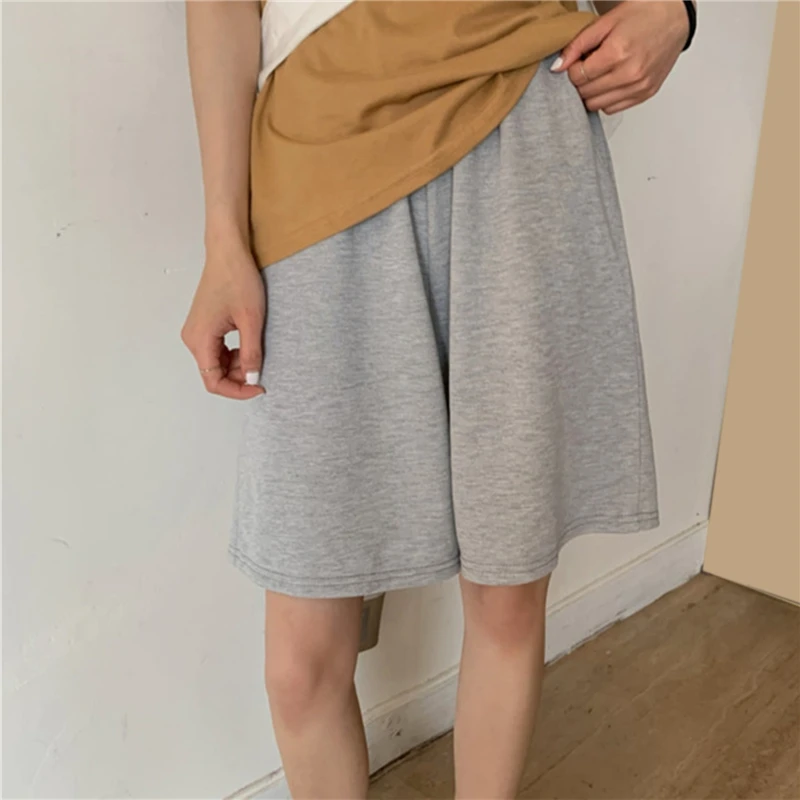 

Shorts Women Solid Elastic Waist Leisure Chic Womens Korean Style Summer Breathable Loose Sleepwear Trendy Students Daily