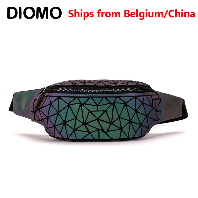 Забавные поясные сумки DIOMO для женщин светящаяся голографическая дорожная