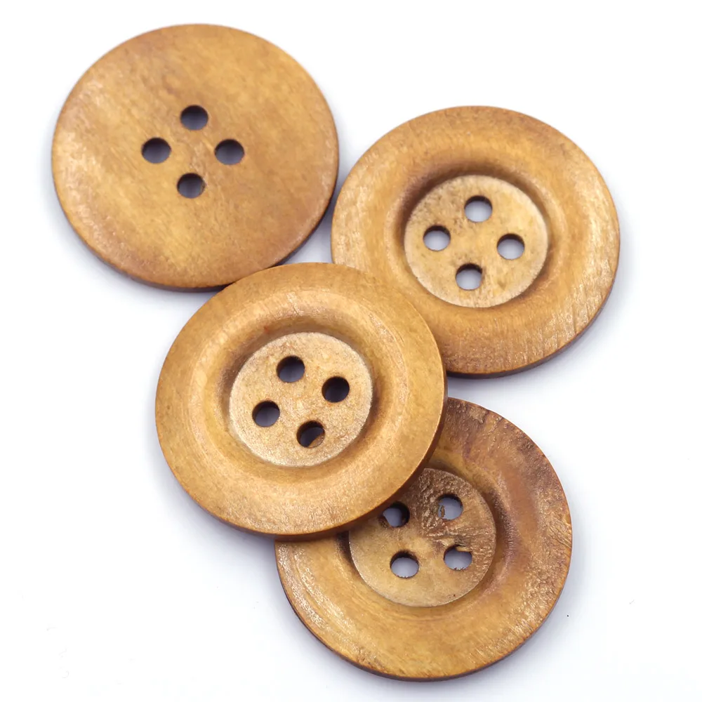 

10Pcs Wooden Buttons Wood 4 Holes Round Crafts Scrapbooking Clothes Apparel Handmade Decoration For Sewing DIY Accessories 50mm